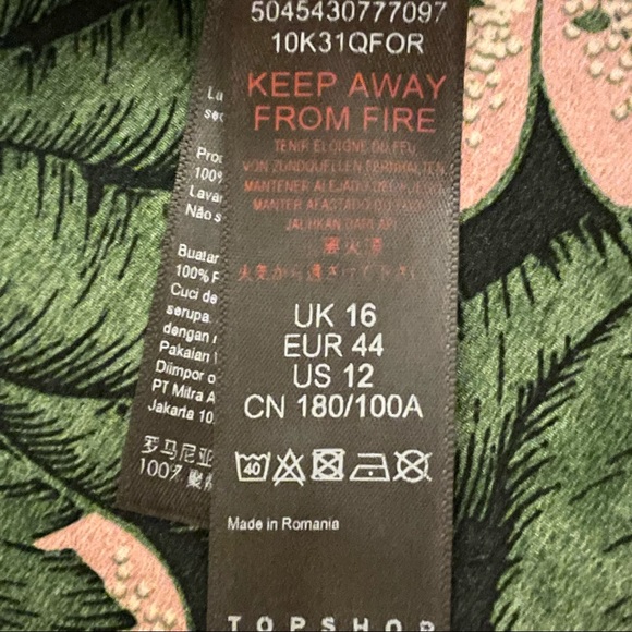 NWT Topshop Hibiscus Floral Halter Neck Midi Dress Green and Pink Size 12 - Picture 8 of 9